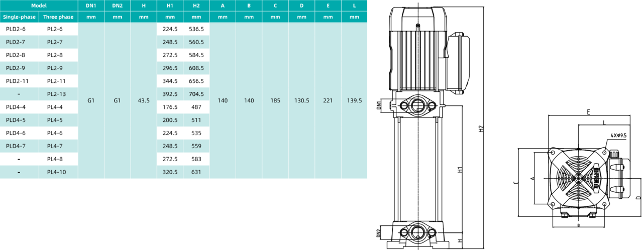 Тррехфазный Многоступенчатый вертикальный насос SHIMGE PL2-13 (2.2kw 380v)